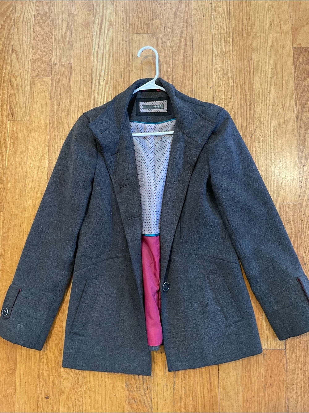 Atmosphere Charcoal Blazer with Pink Lining